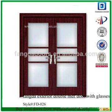 fangda exterior double mdf door with glasses